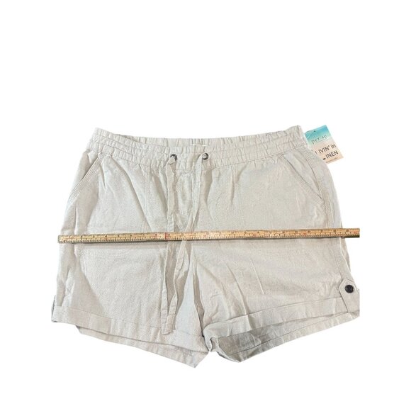 Womens Per Se Elastic Waist Drawstring Linen Blend Shorts XL Beige - Picture 6 of 9